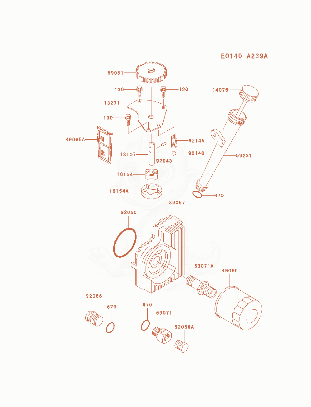 Despiece del Lubrication-Equipment de un motor Kawasaki FH721V-AS28, con globos numerados