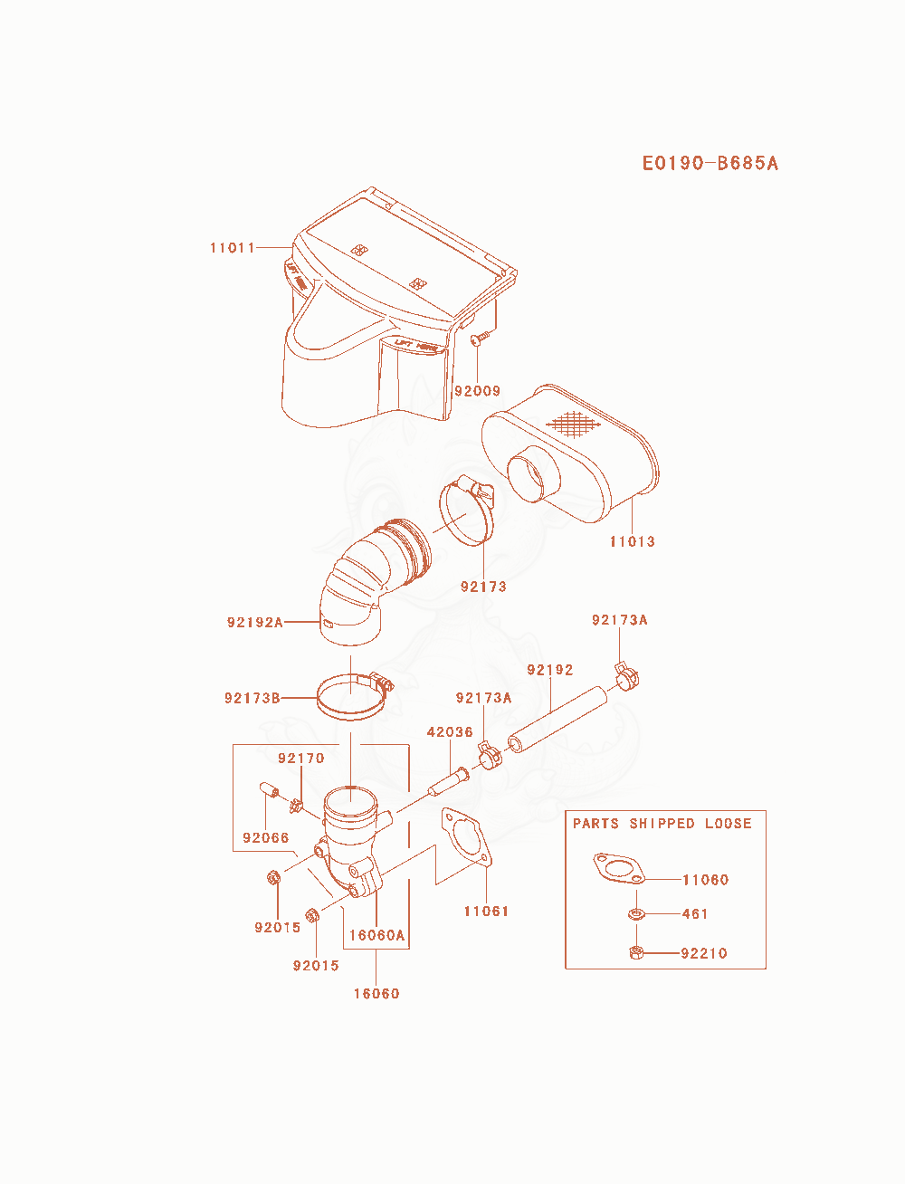 Exploded parts diagram of the Air-Filter / Muffler of a Kawasaki FR730V-AS26 engine, with numbered balloons