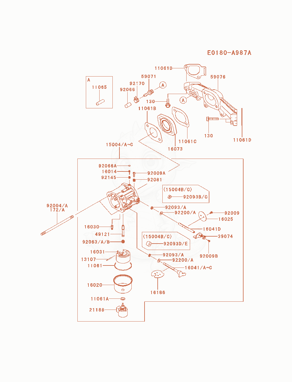 Exploded parts diagram of the Carburetor of a Kawasaki FS691V-AS12 engine, with numbered balloons