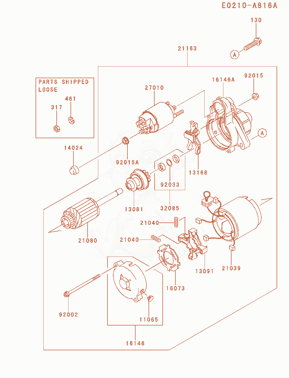 Exploded parts diagram of the Starter of a Kawasaki FD851D-MS04 engine, with numbered balloons