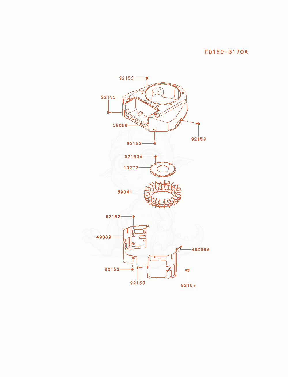 Exploded parts diagram of the Cooling-Equipment of a Kawasaki FS481V-AS27 engine, with numbered balloons