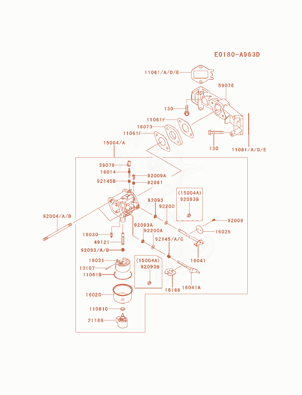 Exploded parts diagram of the Carburetor of a Kawasaki FS541V-AS16 engine, with numbered balloons