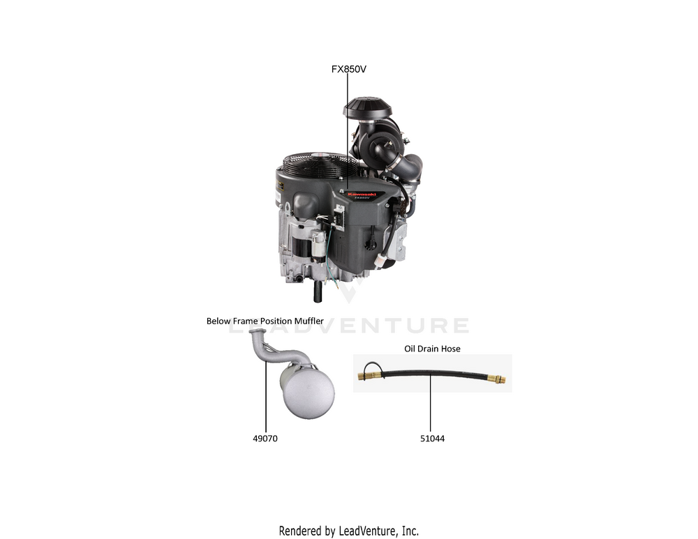 Exploded parts diagram of the Replacement Engine / Accessories of a Kawasaki FX850V-MS00 engine, with numbered balloons