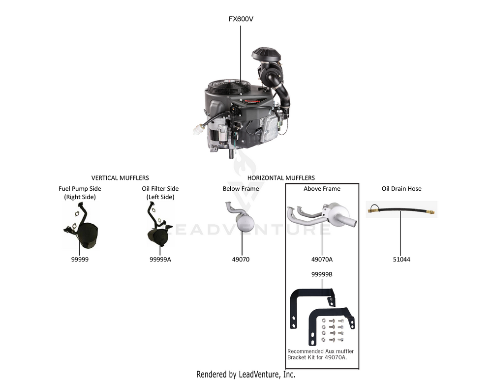 Exploded parts diagram of the Replacement Engine / Accessories of a Kawasaki FX600V-AS00 engine, with numbered balloons